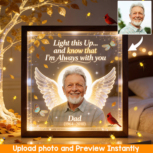 Light It When You Miss Them, Memorial Gift - Personalized Memorial Wooden Frame LED Light