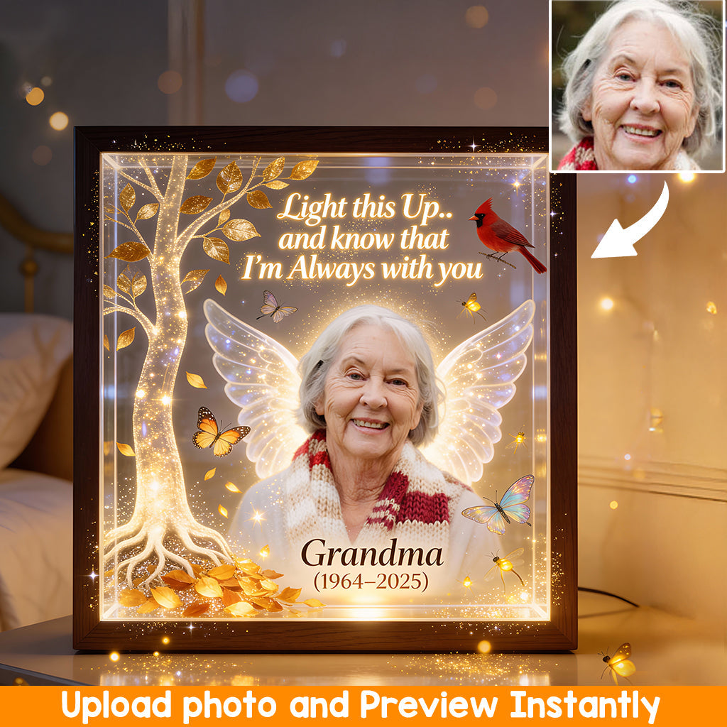 Light It When You Miss Them, Memorial Gift - Personalized Memorial Wooden Frame LED Light