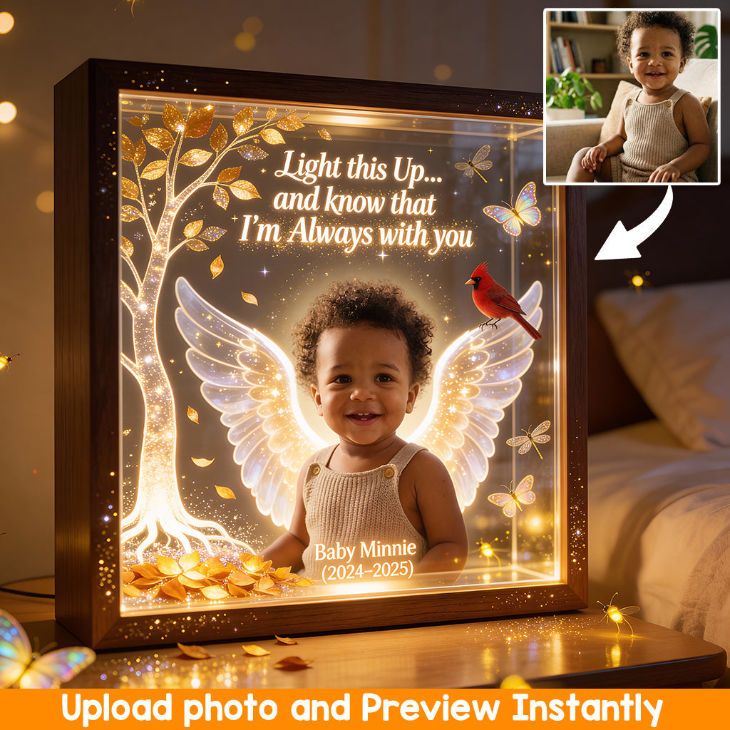 Light It When You Miss Them, Memorial Gift - Personalized Memorial Wooden Frame LED Light