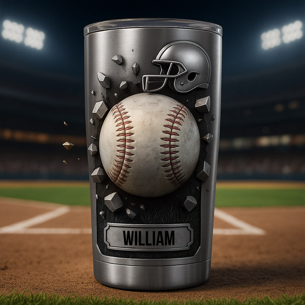 Breaking Baseball Season - Personalized Baseball Tumbler