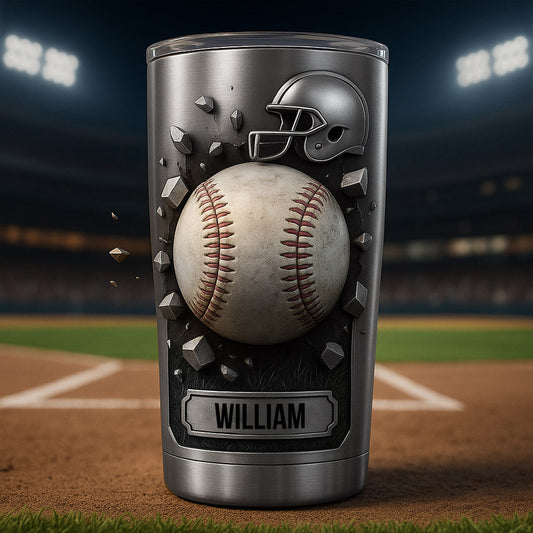 Breaking Baseball Season - Personalized Baseball Tumbler