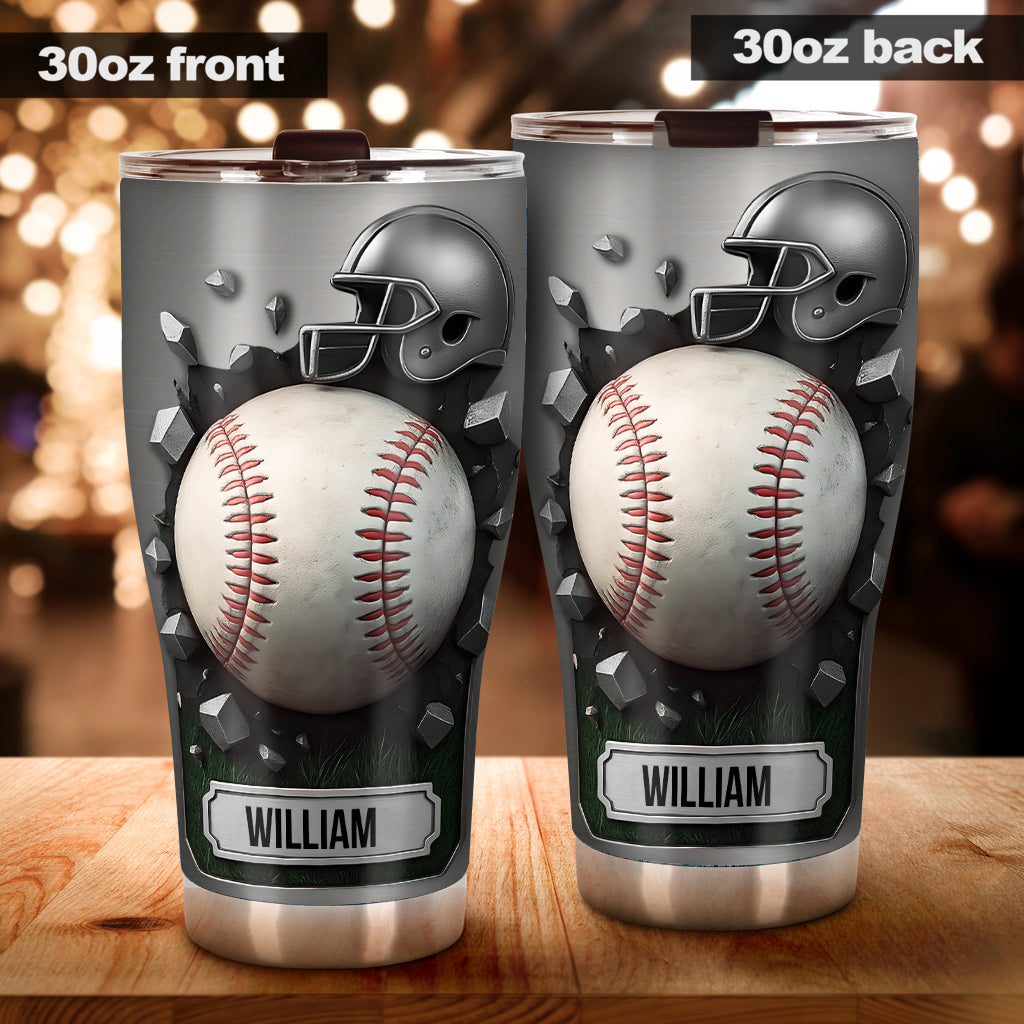 Breaking Baseball Season - Personalized Baseball Tumbler