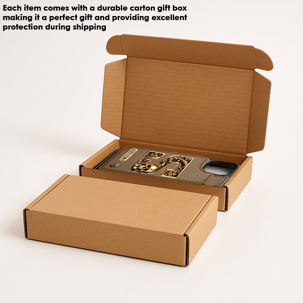 Skull Name Initial Letter - Personalized Skull Wallet Phone Case