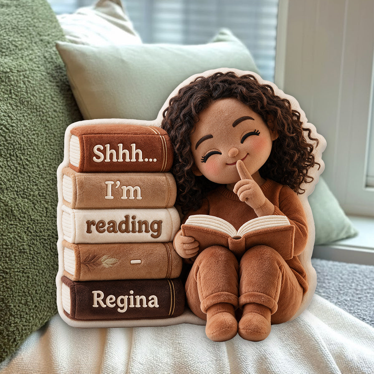 Shhh...I'm Reading - Personalized Book Premium Faux Fur Pillow