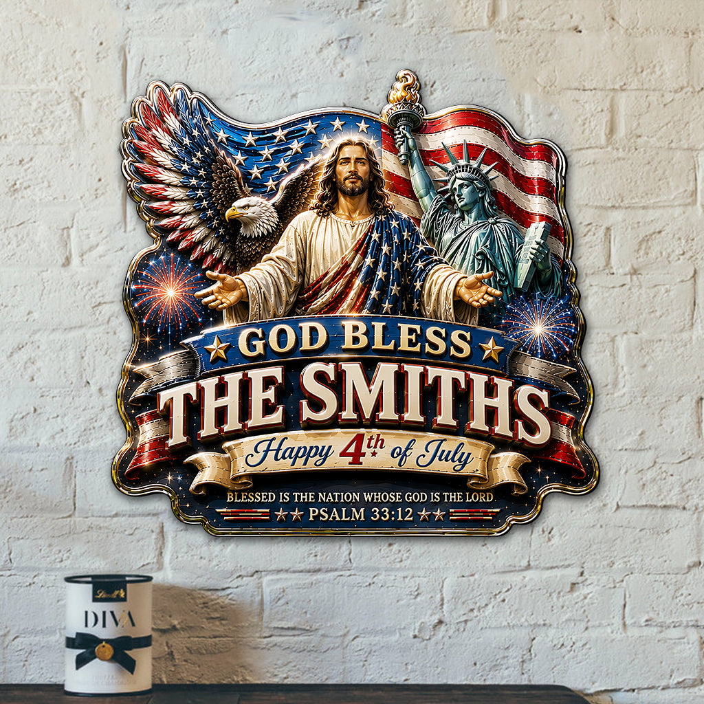 One Nation Under God, 4th Of July - Personalized Christian 3D Printed Cut Metal Sign