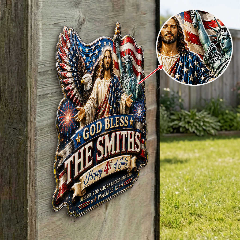 One Nation Under God, 4th Of July - Personalized Christian 3D Printed Cut Metal Sign