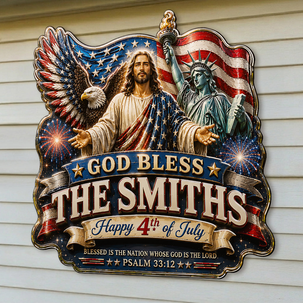 One Nation Under God, 4th Of July - Personalized Christian 3D Printed Cut Metal Sign