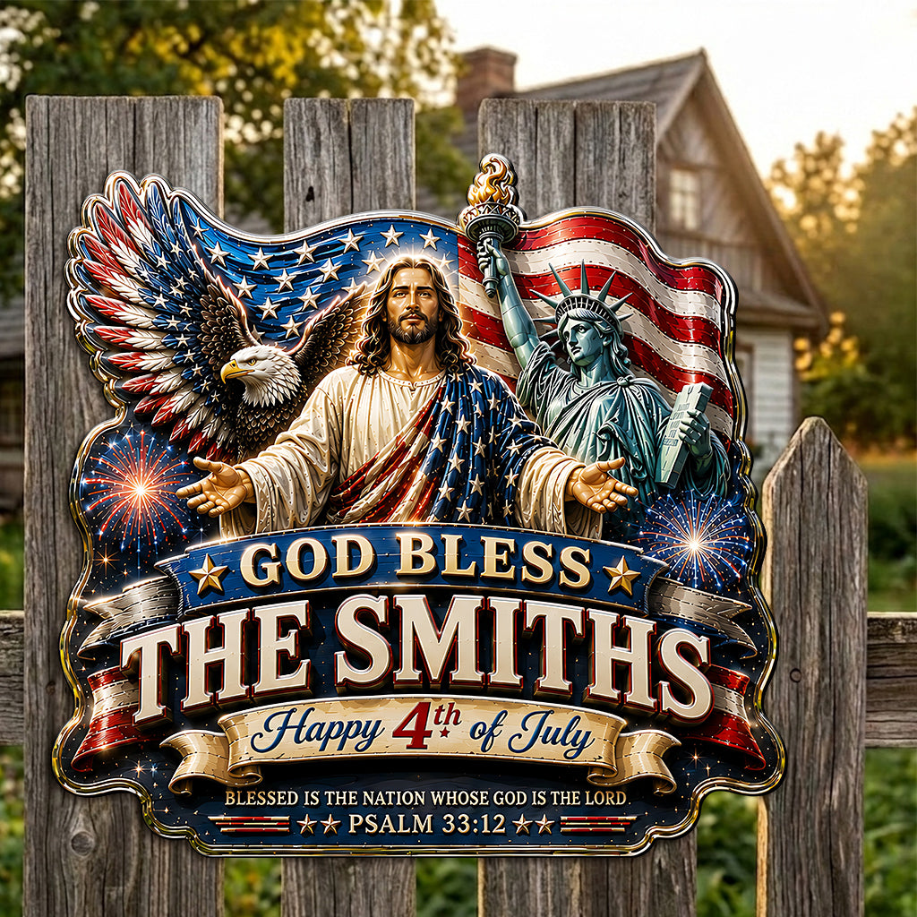 One Nation Under God, 4th Of July - Personalized Christian 3D Printed Cut Metal Sign