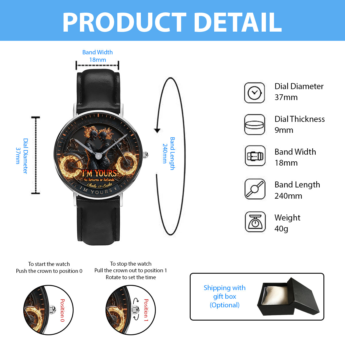 I'm Yours - Personalized Biker Hand Watch