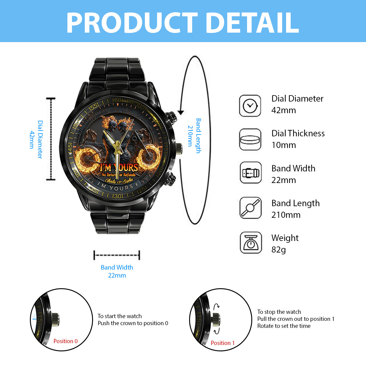 I'm Yours - Personalized Biker Hand Watch