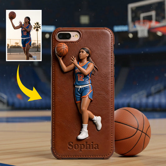 Love Basketball - Personalized Basketball Leather Phone Case