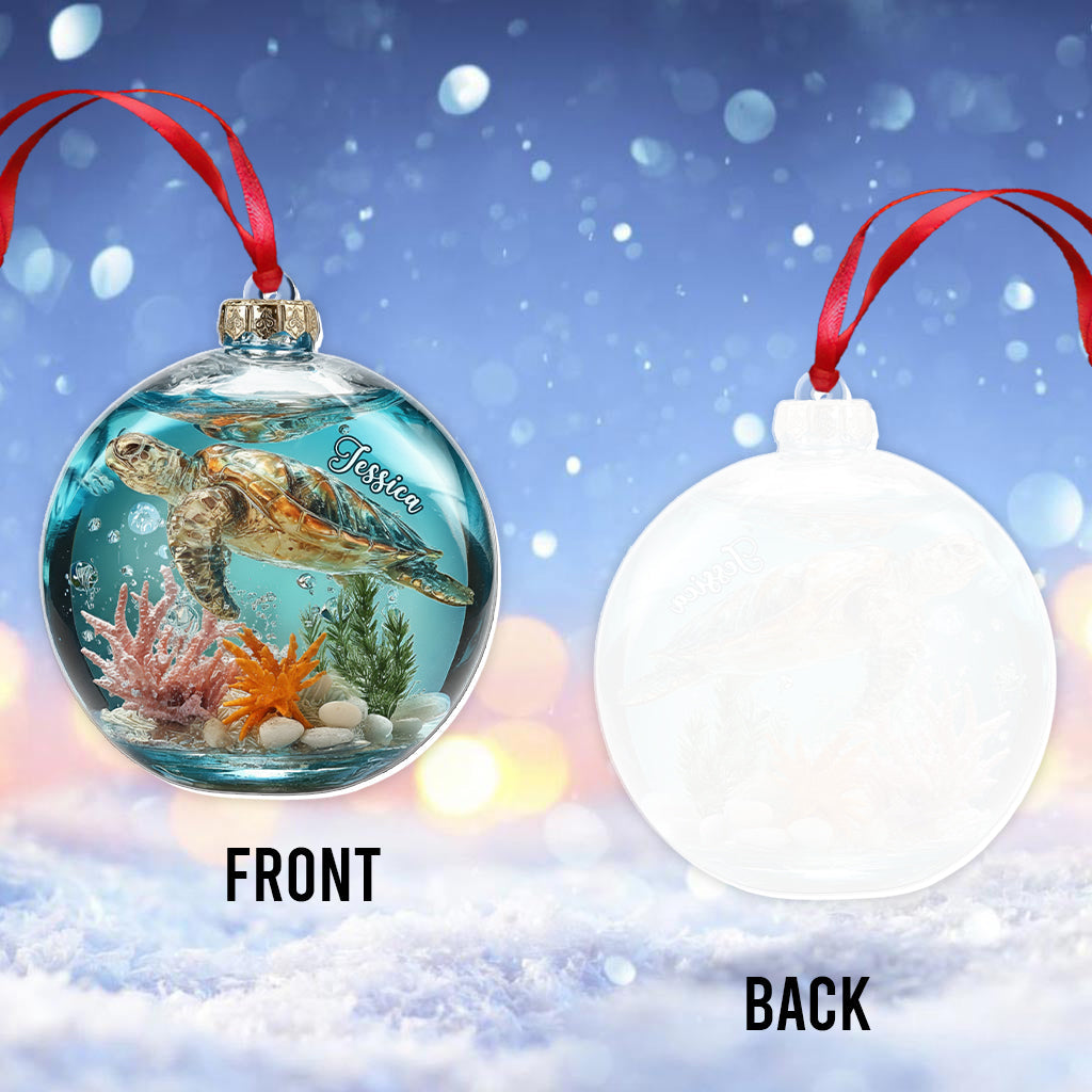Beautiful Turtle - Personalized Turtle Transparent Ornament