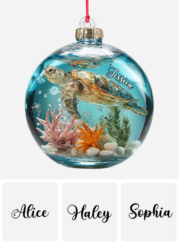 Beautiful Turtle - Personalized Turtle Transparent Ornament