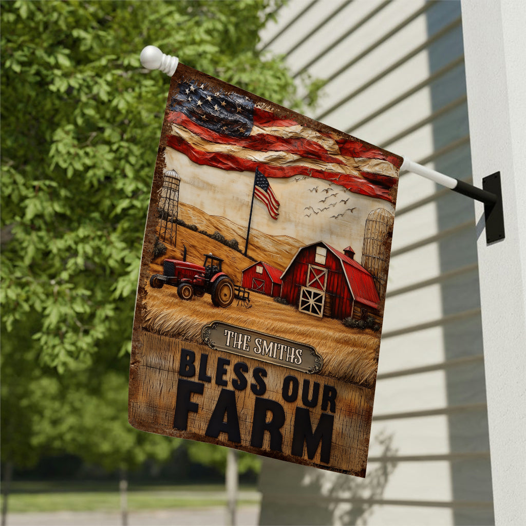 Bless Our Farm - Personalized Farmer Garden Flag