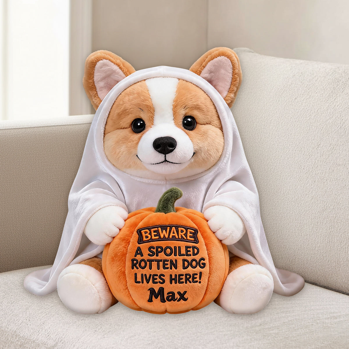 Pet Halloween - Personalized Dog Premium Faux Fur Pillow