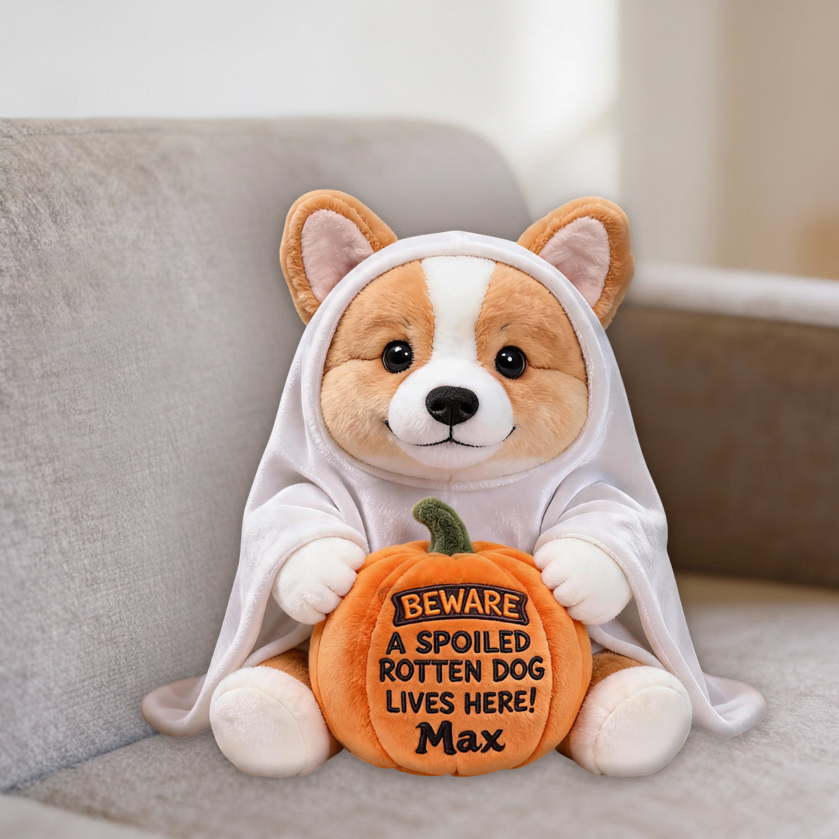Pet Halloween - Personalized Dog Premium Faux Fur Pillow