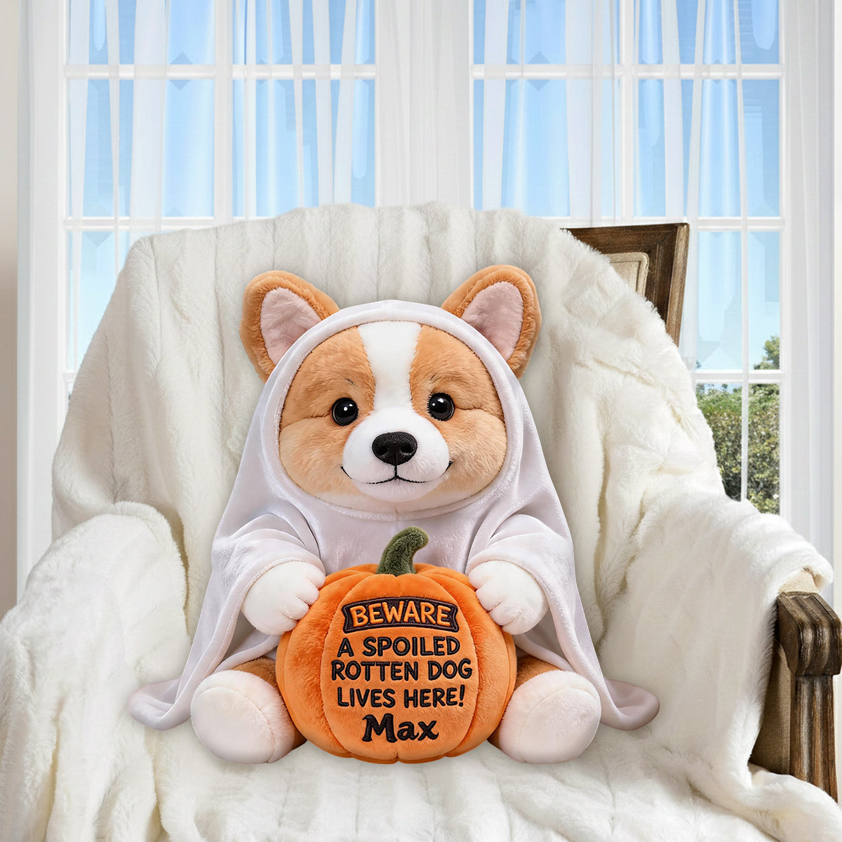 Pet Halloween - Personalized Dog Premium Faux Fur Pillow