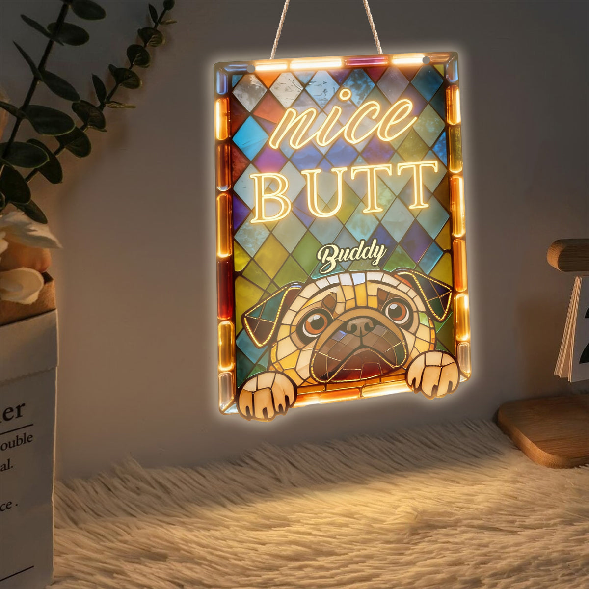 Curious Pet Nice Butt - Personalized Dog LED Light Acrylic Sign
