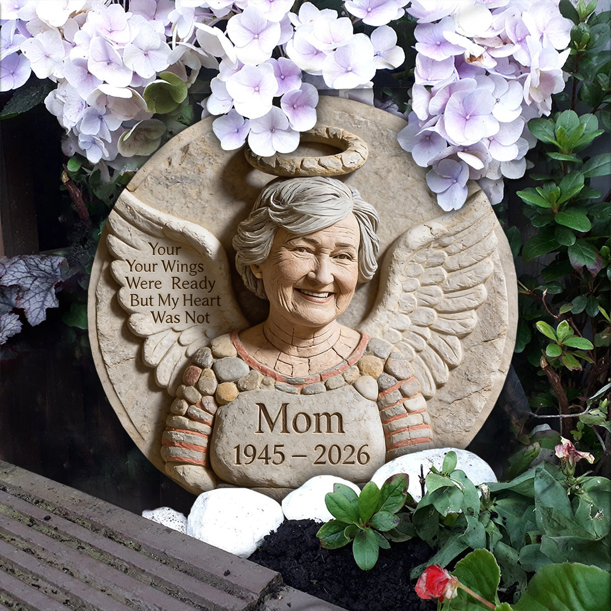 Your Wings Were Ready - Personalized Memorial Round Shaped Stone