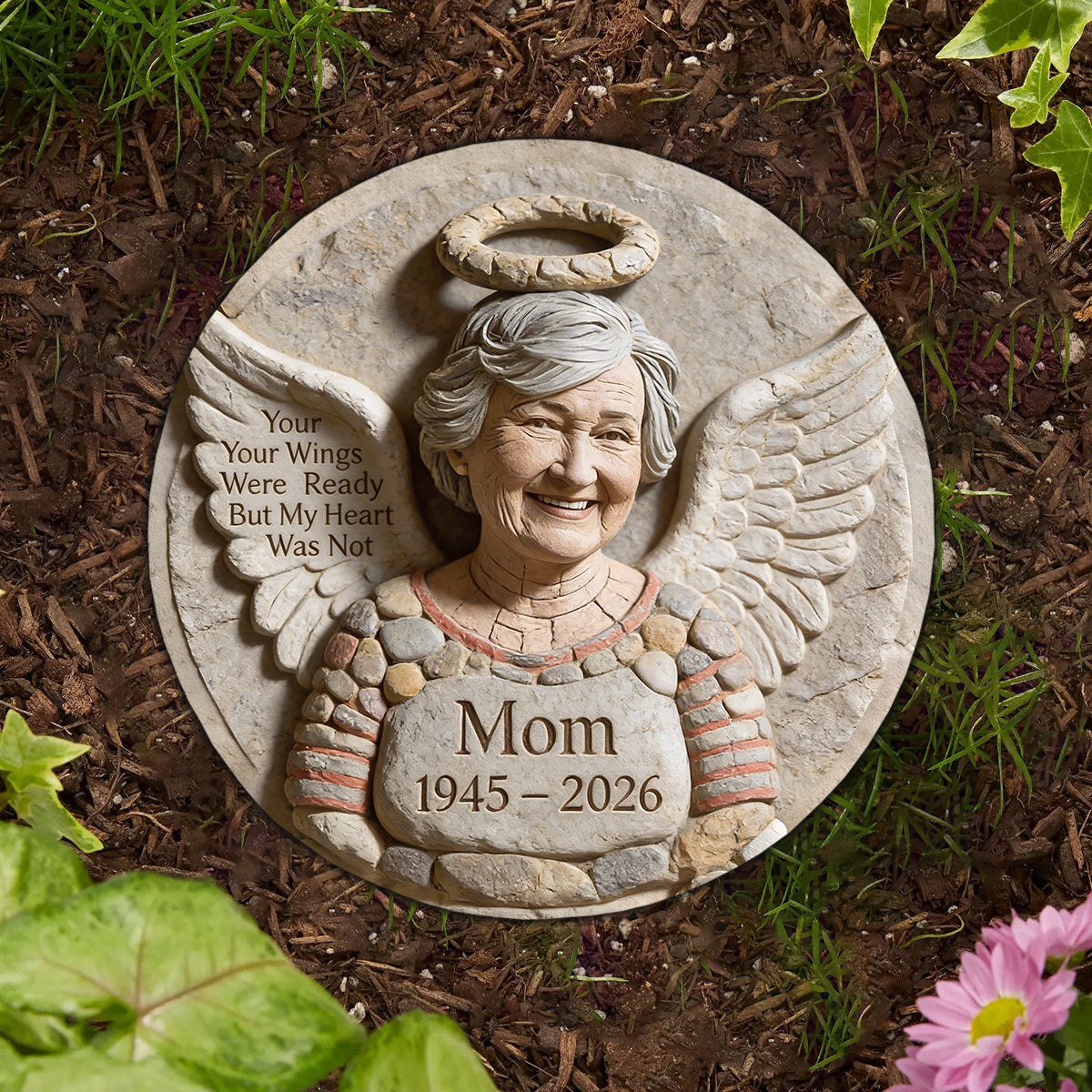 Your Wings Were Ready - Personalized Memorial Round Shaped Stone