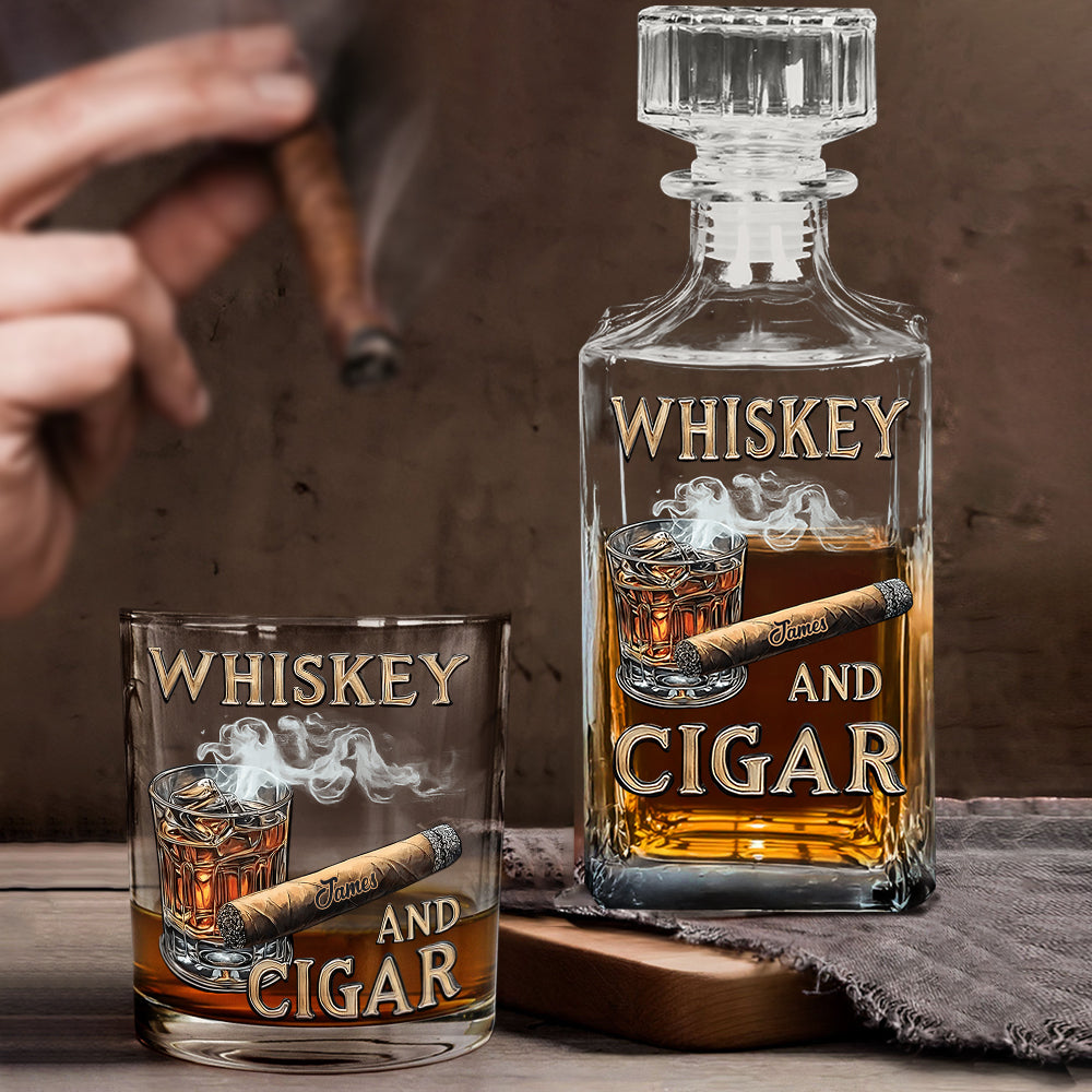 Whiskey And Cigar - Personalized Whisky Glass