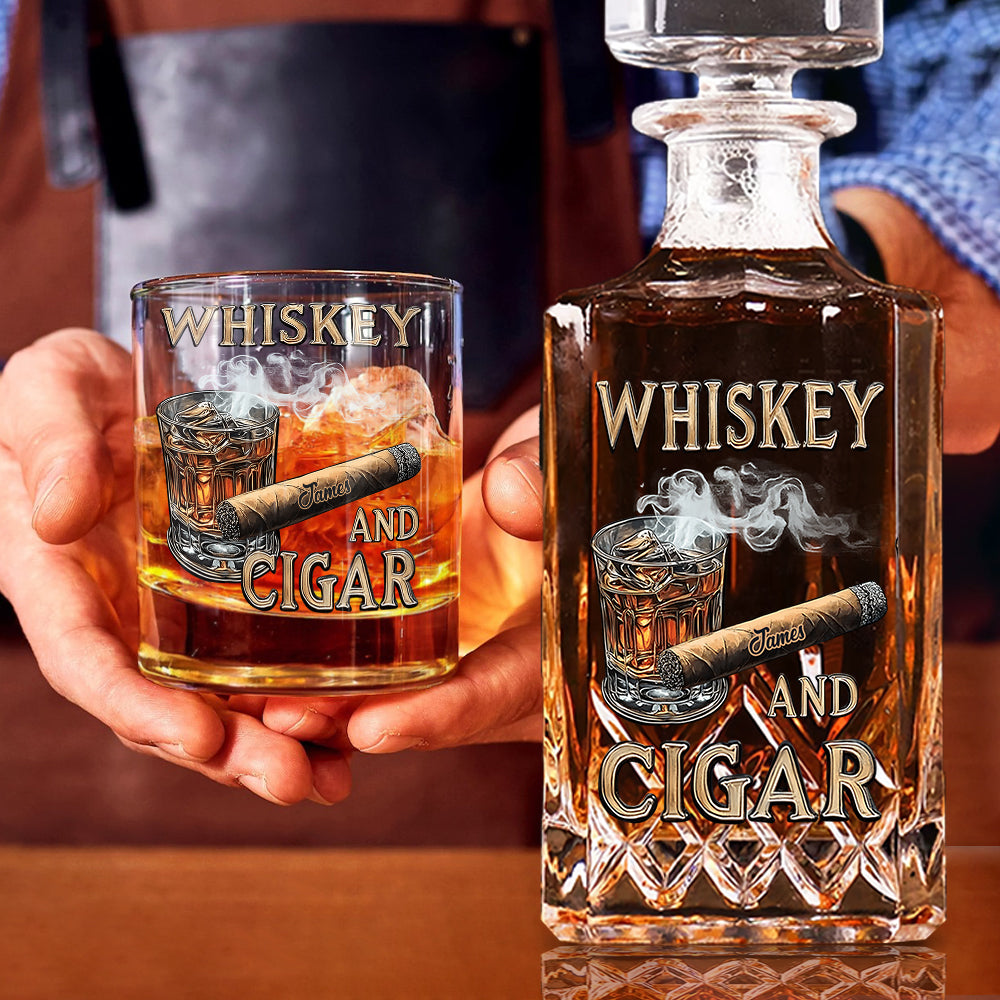 Whiskey And Cigar - Personalized Whisky Glass