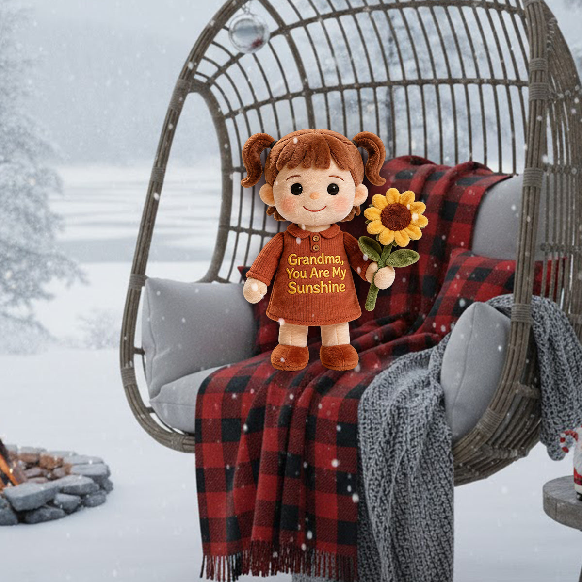 Growing with Grandma’s Love - Personalized Grandma Premium Faux Fur Pillow