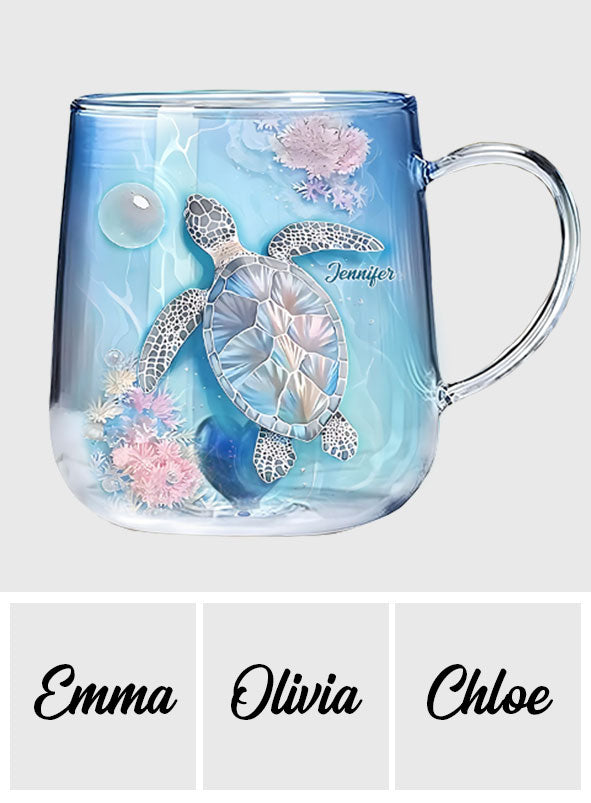 Vibrant Sea Turtle - Personalized Turtle Gradient Glass Mug