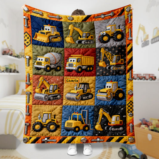 Construction Machines - Personalized Kid Blanket