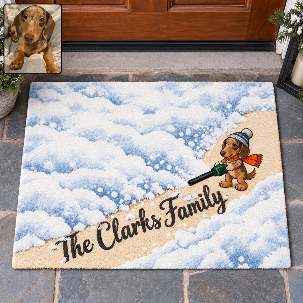Dog Cat Pet Blowing Snow Leaf - Personalized Dog Doormat
