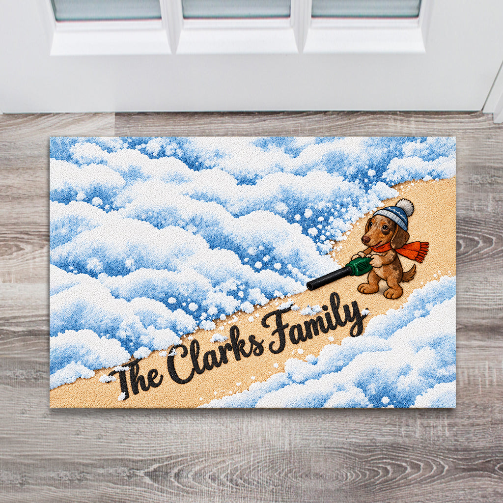 Dog Cat Pet Blowing Snow Leaf - Personalized Dog Doormat