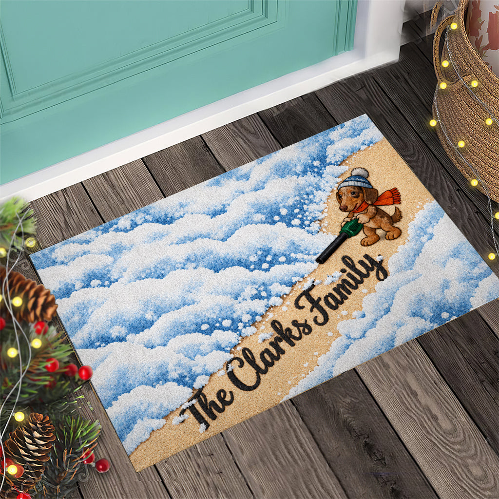 Dog Cat Pet Blowing Snow Leaf - Personalized Dog Doormat