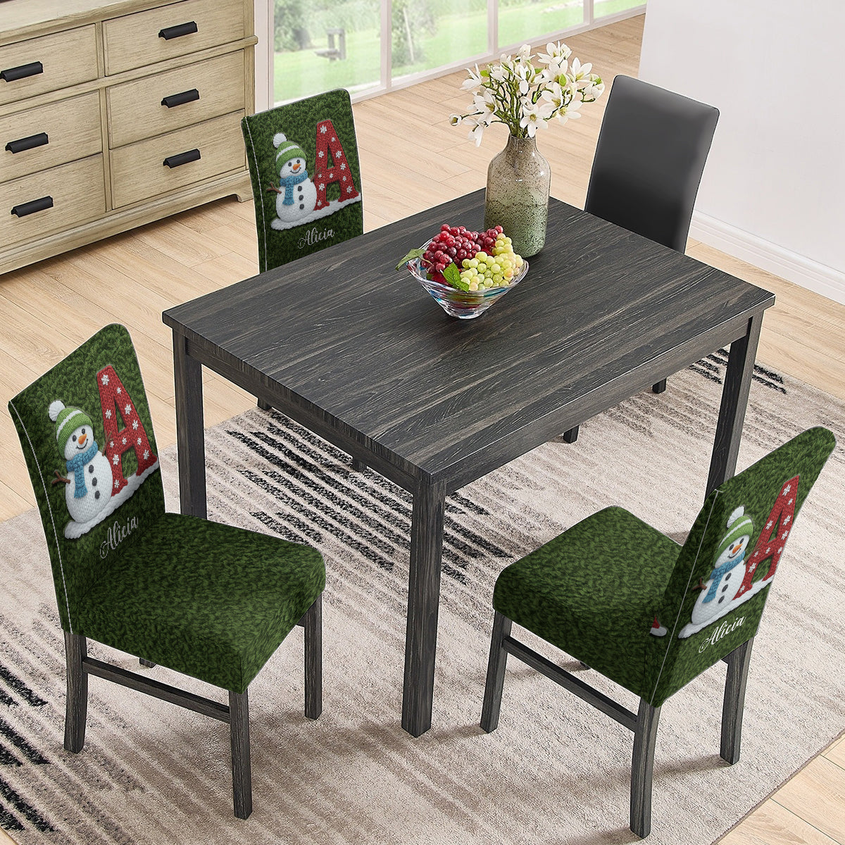 Snowman Alphabet - Personalized Family Chair Cover Set