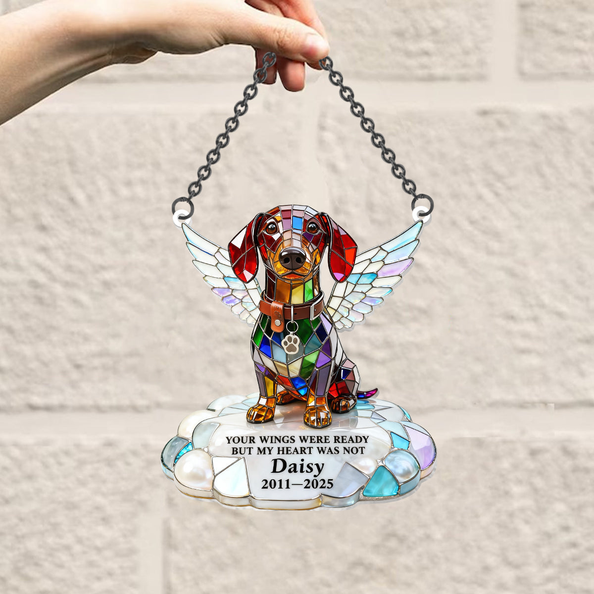 Your Wings Were Ready - Personalized Dog Window Hanging Suncatcher Ornament