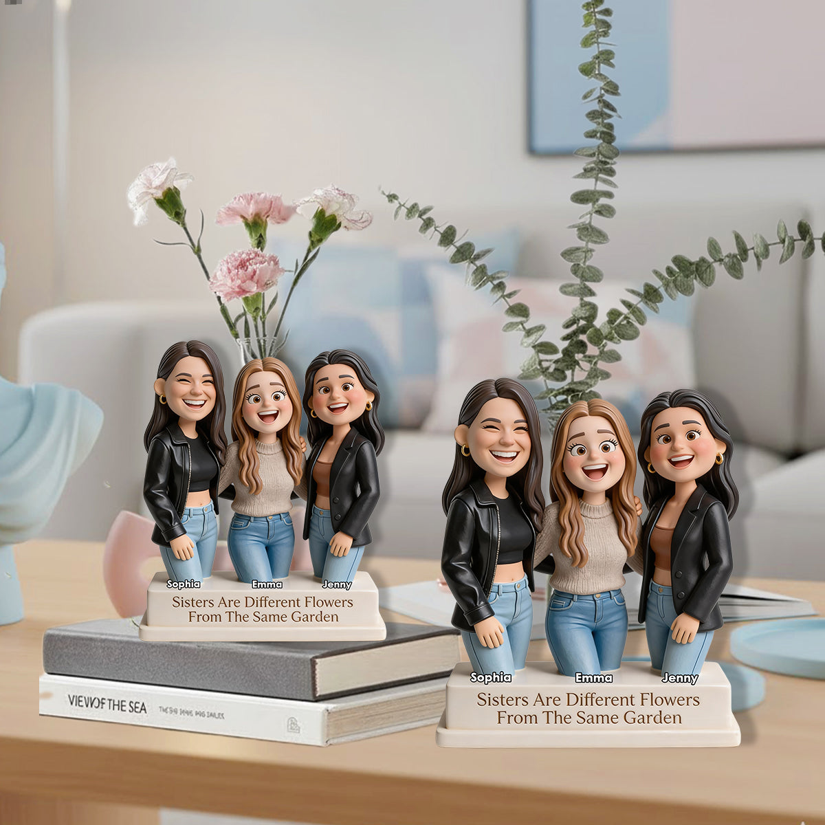 Sisters Are Different Flowers From The Same Garden - Personalized Sister Custom Shape Acrylic Flower Vase