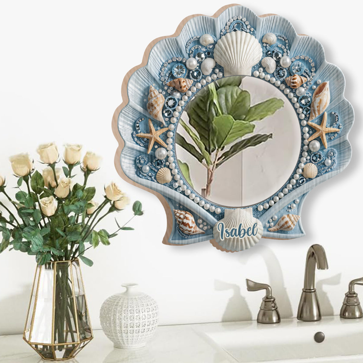 Beautiful Seashell - Personalized Sea Lover Wall Hanging Mirror