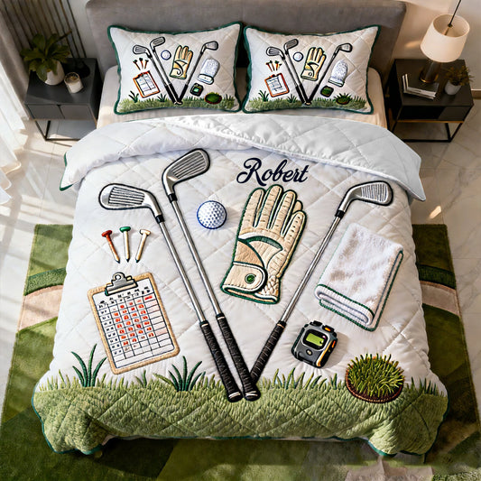 Live Love Golf - Personalized Golf Quilt Set