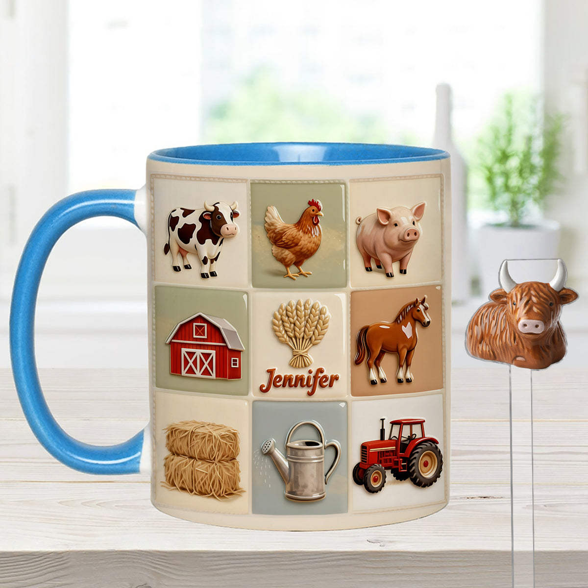 Farmer Life - Personalized Farmer Set Accent Mug with Acrylic Stirrers