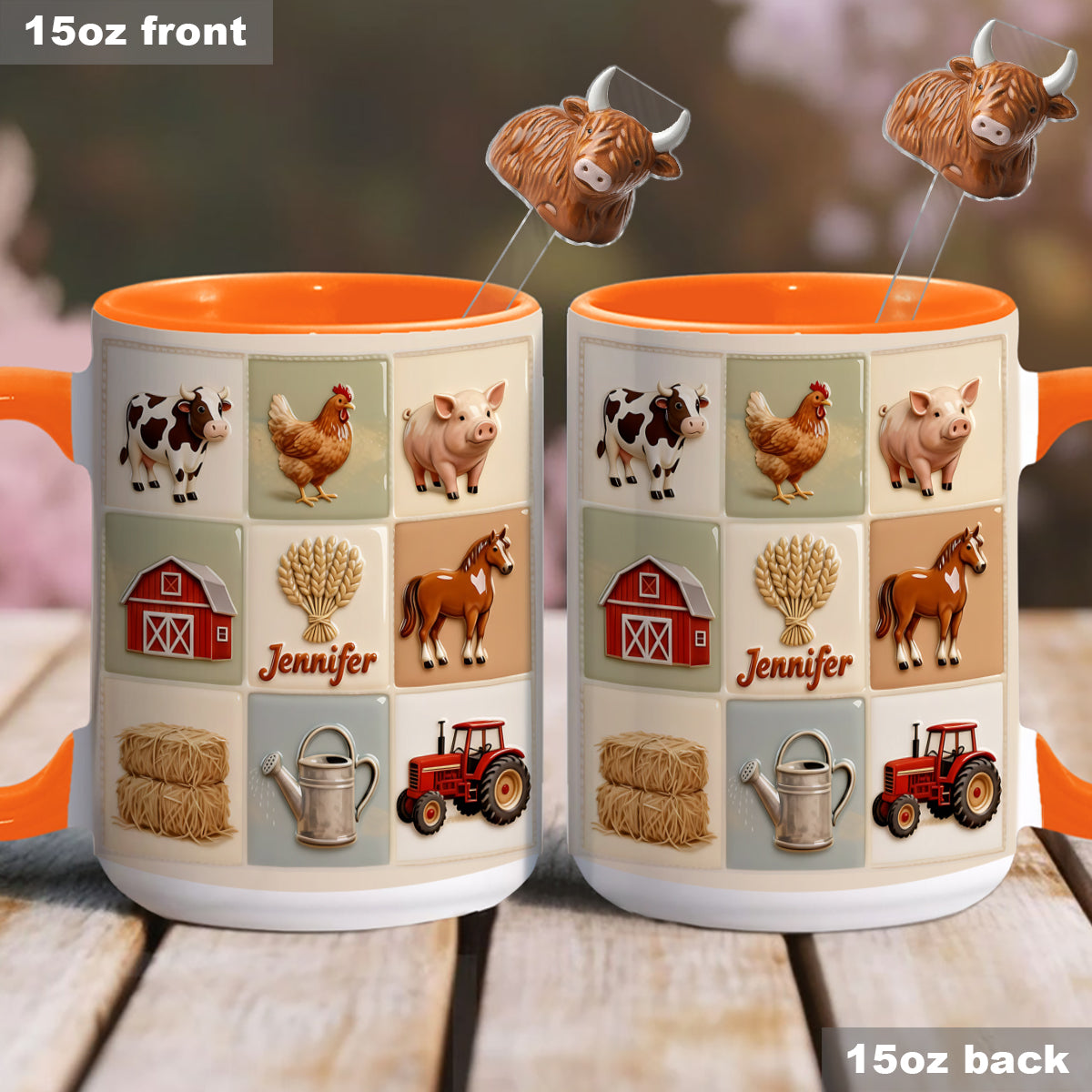 Farmer Life - Personalized Farmer Set Accent Mug with Acrylic Stirrers
