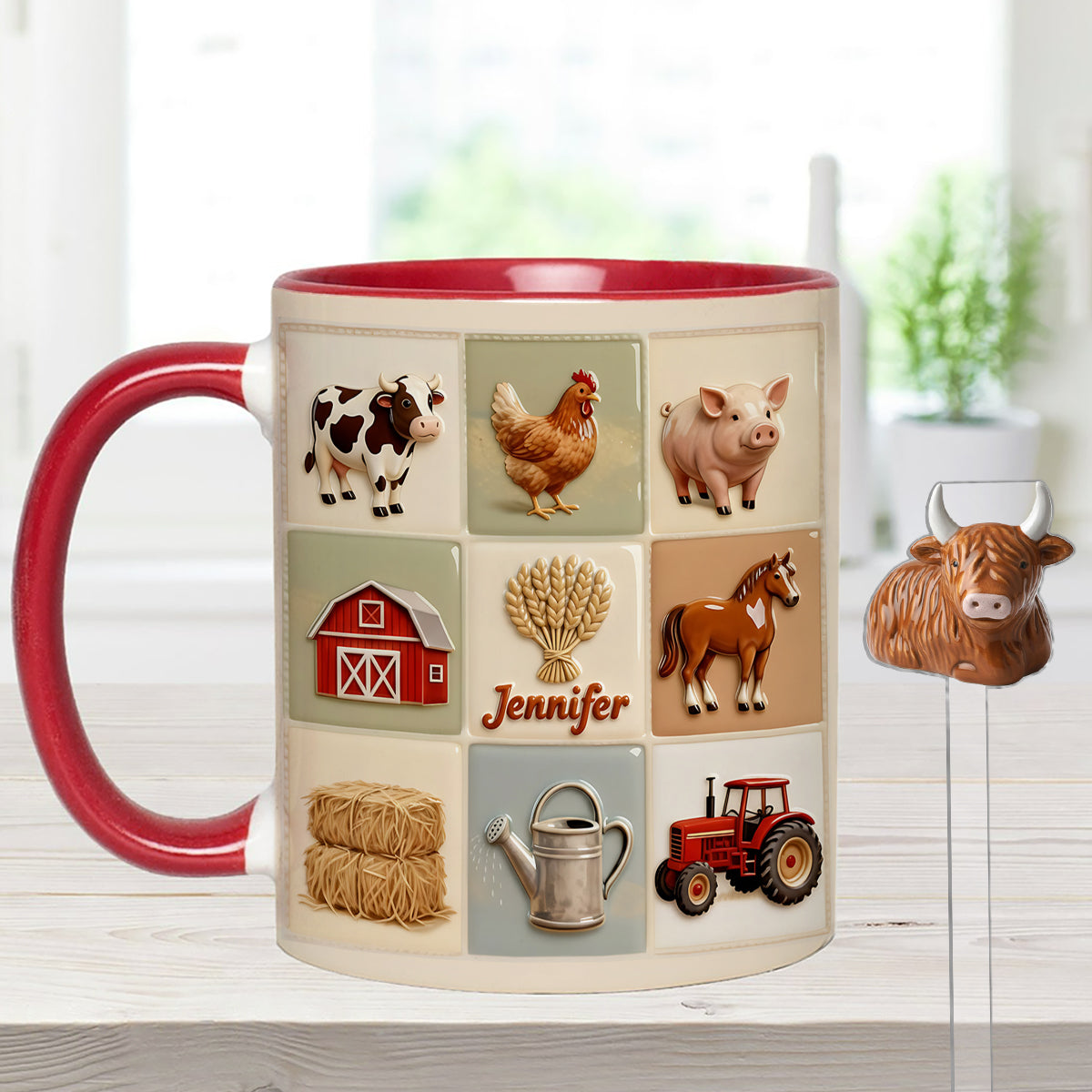 Farmer Life - Personalized Farmer Set Accent Mug with Acrylic Stirrers