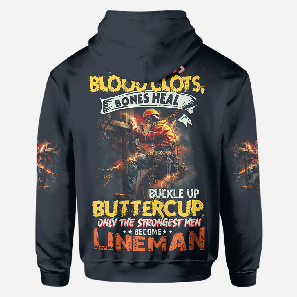 Only The Strongest Men Become Lineman - Personalized Lineman All Over Shirt