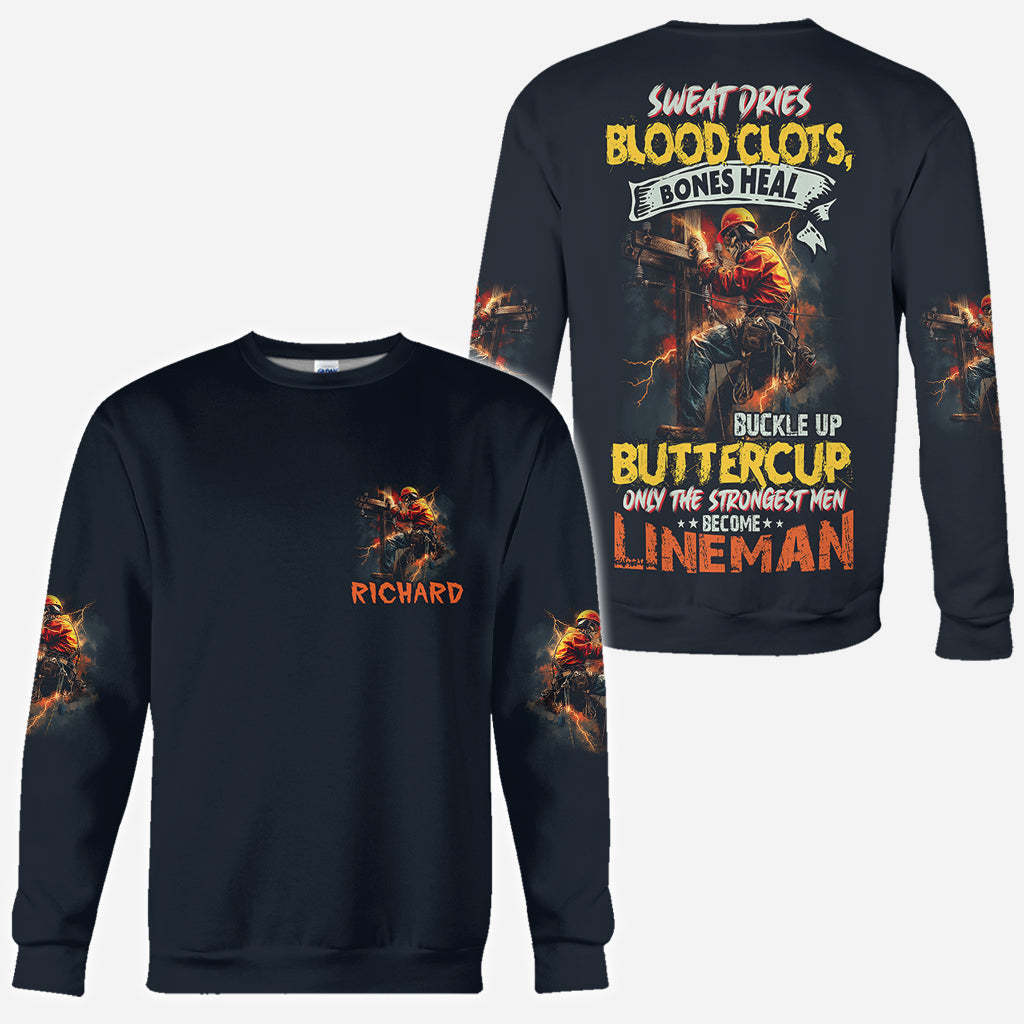 Only The Strongest Men Become Lineman - Personalized Lineman All Over Shirt