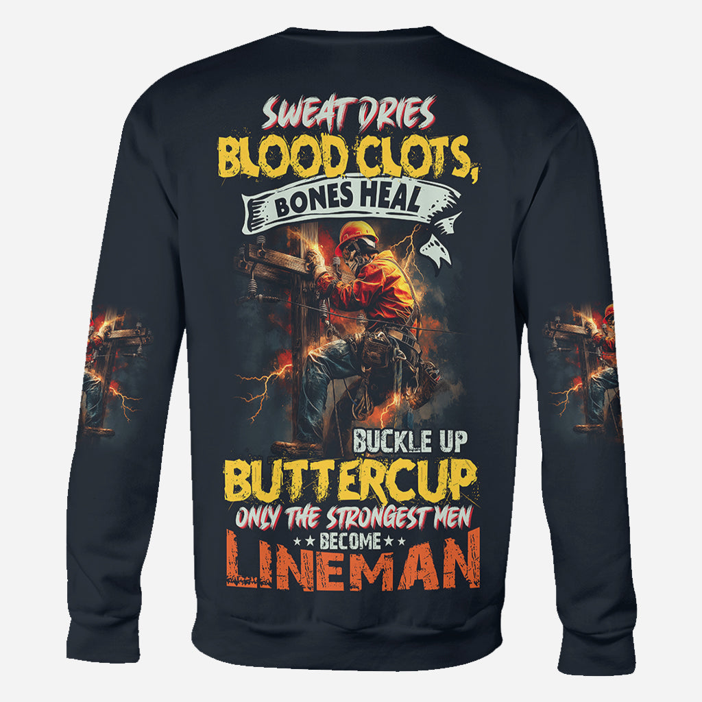 Only The Strongest Men Become Lineman - Personalized Lineman All Over Shirt