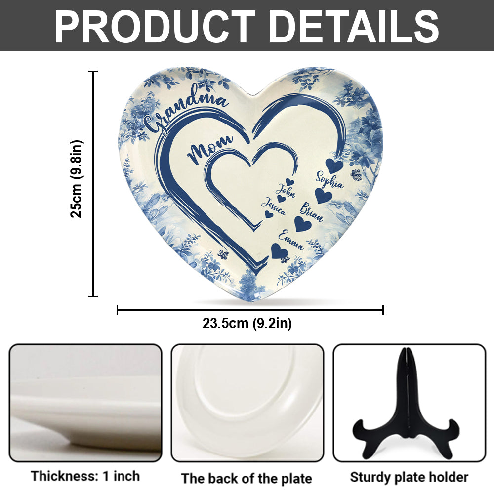 First Mom Now Grandma - Personalized Grandma Heart Shaped Plate