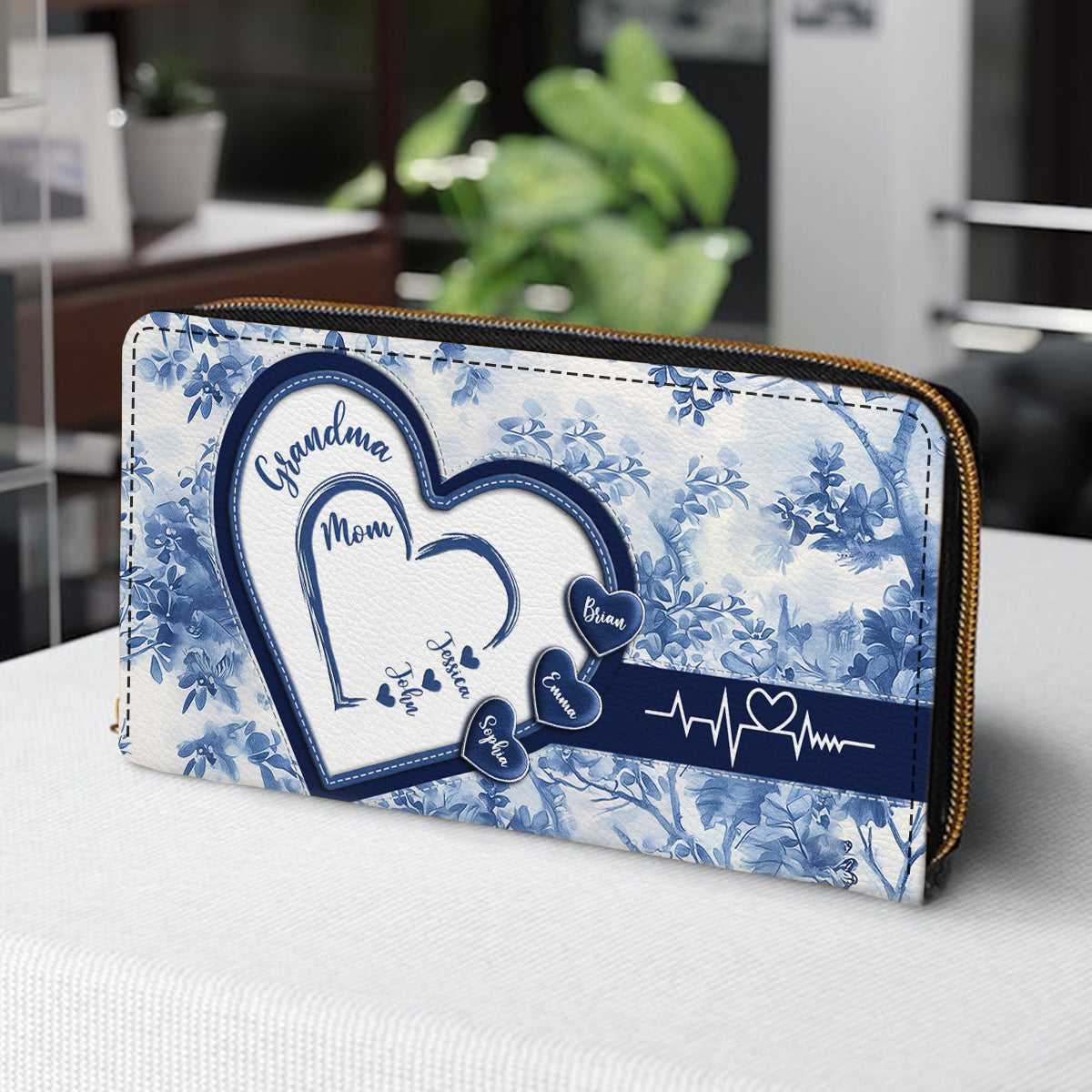 First Mom Now Grandma - Personalized Grandma Leather Long Wallet