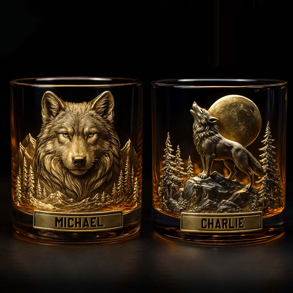 Cool Wolf - Personalized Wolf Whiskey Glass