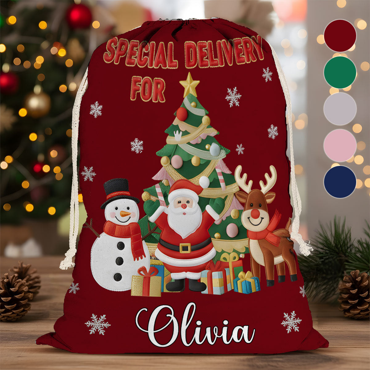 Special Delivery Christmas Eve Sack - Personalized Family Drawstring Tote Bag