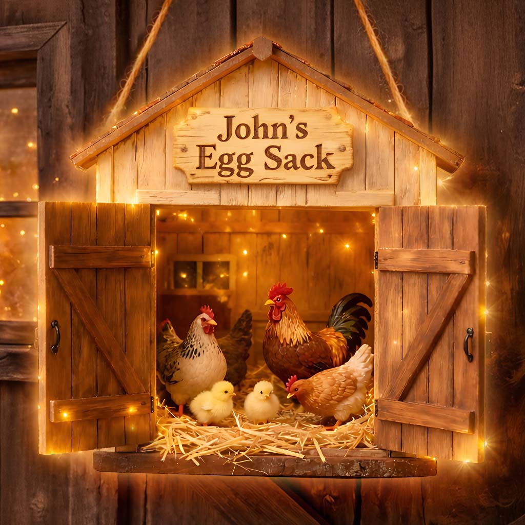 Egg Sack, Farmer Gift - Personalized Farmer LED Light Acrylic Sign