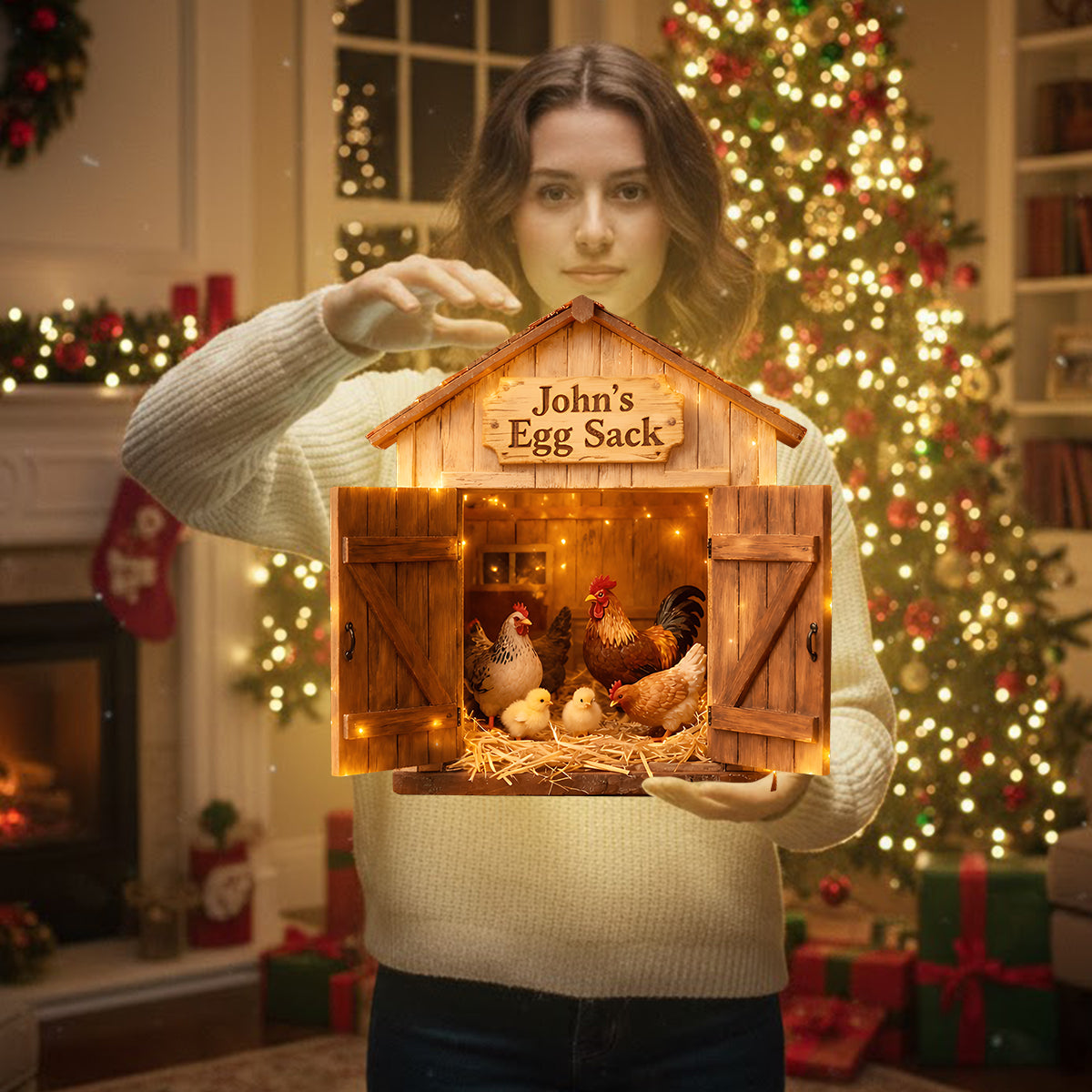 Egg Sack, Farmer Gift - Personalized Farmer LED Light Acrylic Sign