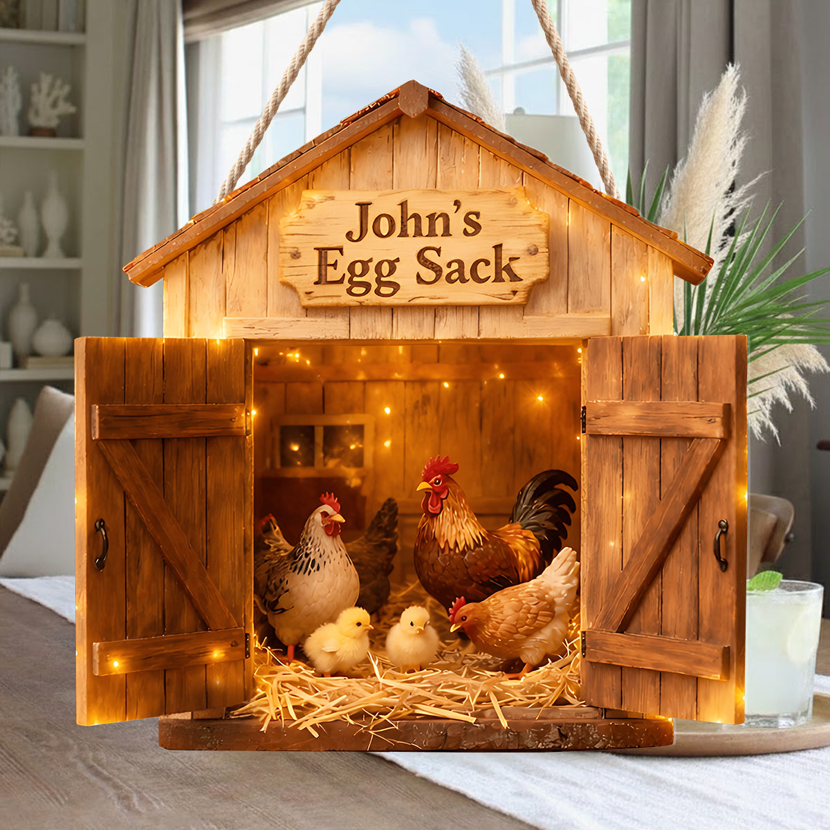 Egg Sack, Farmer Gift - Personalized Farmer LED Light Acrylic Sign